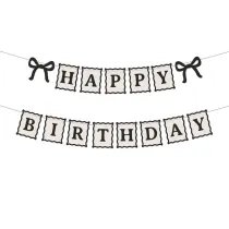 PartyDeco Baner Happy Birthday Kokardki 100cm