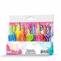 wieczki urodzinowe z napisem Happy Birthday