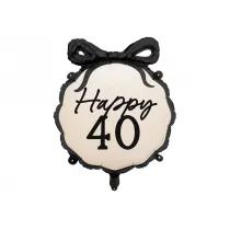 PartyDeco Balon foliowy pastylka Happy 40 47,5x45cm