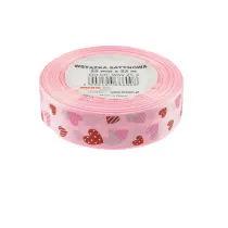 Brewis Wst��ka satynowa w serca r�owa 25mm x 22m