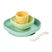 Beaba Komplet naczy z silikonu z przyssawk yellow