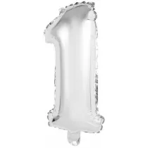 Amscan Balon foliowy mini cyfra 1 srebrna 19,5x40cm
