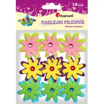 Titanum Naklejki filcowe 3D kwiaty z kryszta�em mix 18 szt.