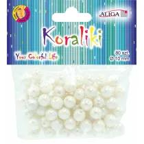 Aliga Koraliki plastikowe opalizuj�ce per�owe 10mm 80 szt
