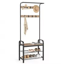 Songmics Wieszak na ubrania 4 w 1 brzowo-czarny