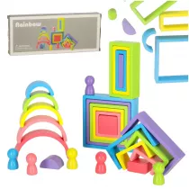 Klocki drewniane edukacyjne ukadanka tcza puzzle montessori tcza kolorowe