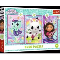 Puzzle 3x50 Poznajcie Gabby i kotki TREFL