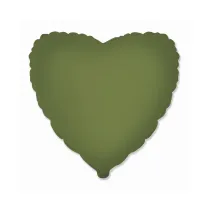 Balon foliowy Serce matowe Olive Green 45cm