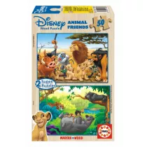 Puzzle drewniane 2 x 50 el. Krl Lew, Ksiga dungli Educa