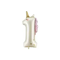 PartyDeco Balon foliowy Cyfra   1   Jednoro�ec, 93cm, mix