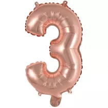 Amscan Balon foliowy mini cyfra 3 r�owe z�oto 25x40cm