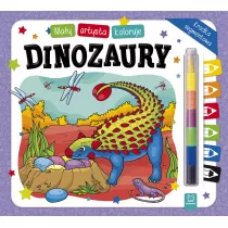 May artysta koloruje dinozaury