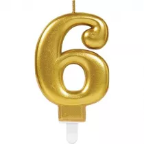 Amscan �wieczka cyferka 6 Sparkling Celebrations z�ota