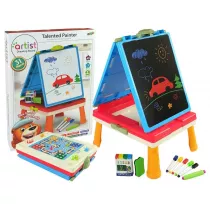 Tablica 3w1 magnetyczno -kredowa niebieska Leantoys