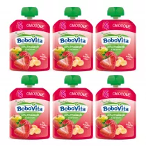 BoboVita Mus jabka i truskawki z bananem po 6 miesicu Zestaw 6 x 80 g