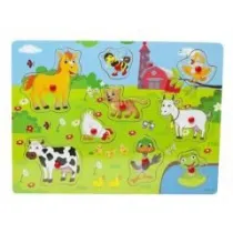Puzzle drewniane z uchwytami wiejskie zwierzta Maksik