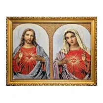 Obraz Haftowany Serce Maryi/SerceJezusa 32x42cm