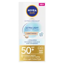 Nivea Sun Ultra Light Daily Fluid SPF50+ krem przeciwsoneczny z pigmentem Jasny 40 ml