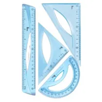 Zestaw geometryczny z linijk 20cm. Niebieski