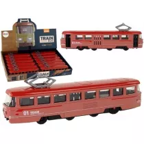 Tramwaj z napdem frykcyjnym metalowy czerwony LeanToys