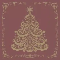 Serwetki Lunch Daisy BN - Gold Christmas Tree on Claret SDGW024803