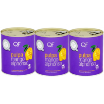 Quality Food Pulpa z mango Alphonso 99,9% mango Zestaw 3 x 850 g
