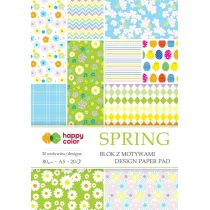 Happy Color Blok z motywami Spring A5 80g/m2, 20 arkuszy, 20 motyw�w