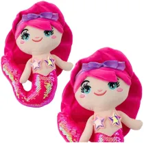Leantoys Syrenka pluszowa z ogonem w cekiny rowa 28cm