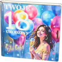 Pude�ko drewniane 18 urodziny kwadrat (15x15x2cm) mix