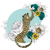 Clear Creations Karnet Swarovski kwadrat CL1424 Gepard kwiaty