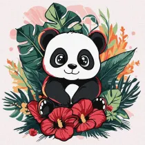 Malowanie po numerach - Panda w tropikach Kids Ideyka