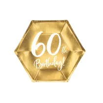 PartyDeco Talerzyki 60th Birthday 20 cm 6 szt.