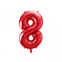 PartyDeco Balon foliowy 8 czerwony 86cm