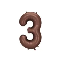 PartyDeco Balon foliowy cyfra 3 mocca 86cm