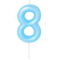 �wieczka na tort - cyferka Candy 8 niebieska 6cm