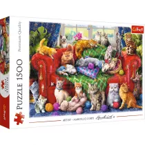 Puzzle 1500 el. Kociaki na sofie Trefl