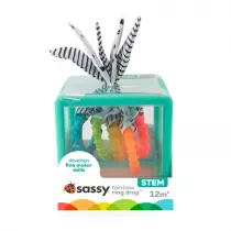 Sassy Manipulacyjna kostka sensoryczna Montessori – elastyczna kostka sorter z kr��kami
