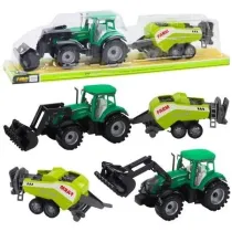 Traktor z adowaczem i pras rolnicz zielony Leantoys