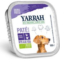 Yarrah Pasztet z kurczaka, wołowiny i indyka z aloesem dla psa 150 g Bio