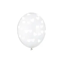 PartyDeco Balony Serduszka Crystal Clear 30cm