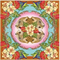 Museums & Galleries Karnet kwadrat z kopert� Leopards & Hummingbirds