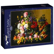 Puzzle 1000 Martwa natura z kwiatami i owocami Bluebird Puzzle