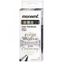 Monami Dwustronne pisaki pdzelkowe grey 6 szt.