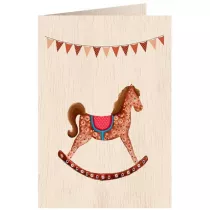 Cozywood Karnet drewniany C6 + koperta Konik na biegunach