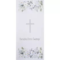 Karnet Chrzest DL C19 - Krzy� kwiaty niebieski