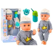 Lalka bobas w siwej pi�amce siusiaj�ca butelka LeanToys