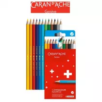 Carandache Kredki o��wkowe akwarelowe Swisscolor w kartonowym pude�ku 12 szt.