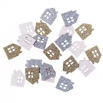 dpCraft Drewniane brokatowe domki 1,7x2,2cm