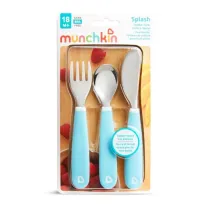 Zestaw stalowych sztu�c�w dla dzieci Munchkin niebieski