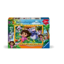 Puzzle dla dzieci 2x12 el. 2D Dora poznaje wiat Ravensburger